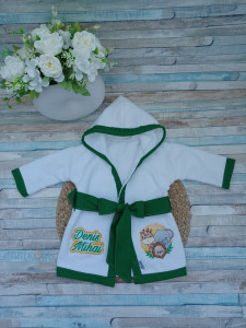 Halat de baie copii din bumbac 100% Safari Verde