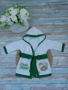 Halat de baie copii din bumbac 100% Safari Verde