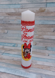 Lumanare botez Minnie Luna Rosu