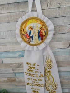 Paterita brodata cu numele Parohiei si Icoana cu Invierea