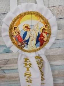 Acoperamant lumanare  -Hristos a Înviat/Adevărat a înviat Icoana Învierii Domnului
