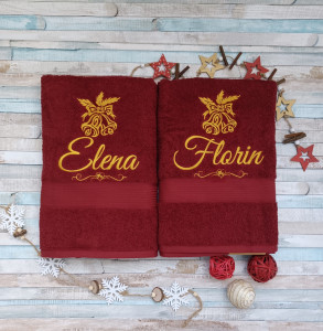Set 2 prosoape 70x140 cm tematica Craciun personalizat nume