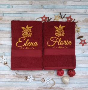 Set 2 prosoape 70x140 cm tematica Craciun personalizat nume