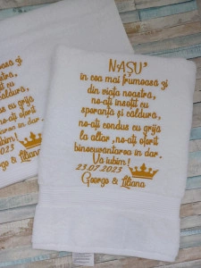 Set 2 prosoape Cadou nasi Nunta -Coroana - 