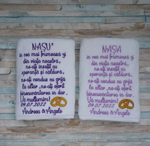 Set 2 prosoape Cadou nasi Nunta - dimensiune70x140 cm