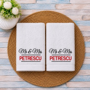 Set 2 prosoape personalizate Mr & Mrs