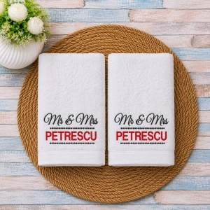 Set 2 prosoape personalizate Mr & Mrs