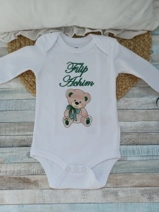 Set cadou nou nascut pernita și body -Ursulet verde