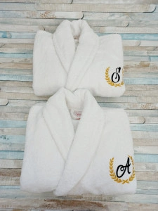 Set halate baie din bumbac personalizate Monograma