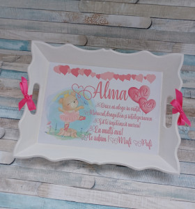 Set mot Set turta 1 an – pachet personalizat – Ursulet Fetita Roz