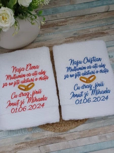 Set prosoape Cadou Nasi Cununie Multumim Nasa /Nasu 70x140cm