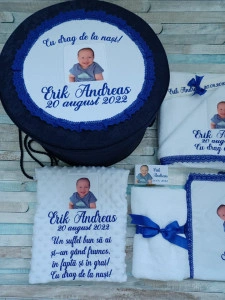 Trusou botez baiat cu Poza-Bleumarin,10piese
