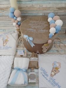 Trusou botez baiat Ursulet baloane bleu
