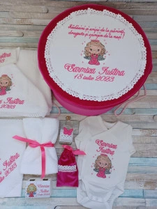 Trusou botez fetita Ingeras roz,10 piese