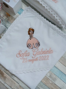 Trusou Botez Printesa Sofia  - roz pudra ,8 piese