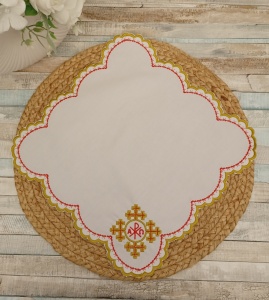 BATISTA PENTRU BISERICA - MODEL BRODAT rosu - ornament mobilier bisericesc