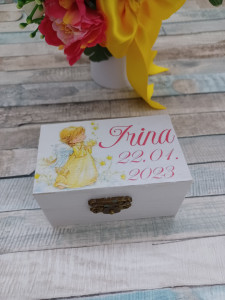 Cutie suvita botez personalizata Ingeras Roz Irina
