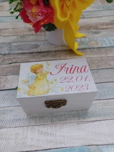Cutie suvita botez personalizata Ingeras Roz Irina