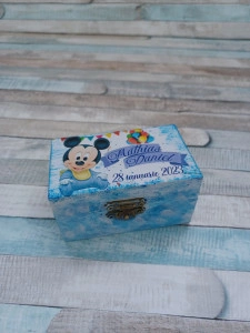 Cutie suvita botez personalizata Mickey Mouse /Albastru