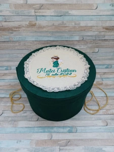 Cutie trusou botez personalizata Ingeras Verde smarald