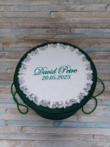 Cutie trusou botez personalizata Nume Verde Smarald