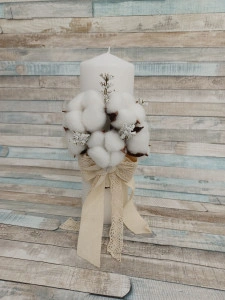 Lumanare botez Flori bumbac -Unicat