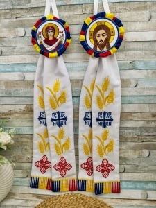 Paterite brodate Iisus Hristos si Maica Domnului Tricolor Drapel Romania