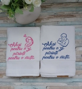Set 2 prosoape 70x140 cm Cadou nasi de botez ,NASA SI NASU Bebe