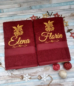 Set 2 prosoape 70x140 cm tematica Craciun personalizat nume