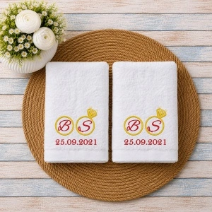 Set 2 prosoape personalizate -Cadou cununie -Aniversare casatorie 70x140 cm