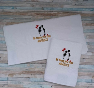 Set 2 prosoape personalizate Indragostiti 70x140cm