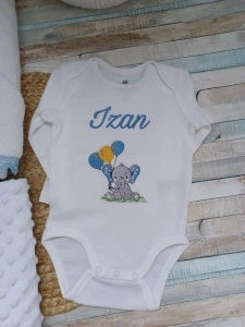 Set baita a doua zi -cadou Nou nascut-Elefantel Bleu Baloane , 3 piese