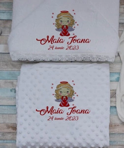 Set baita a doua zi -cadou Nou nascut-Ingeras rosu , 3 piese