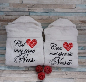 Set halate baie bumbac personalizate Nasa si Nasu Inima