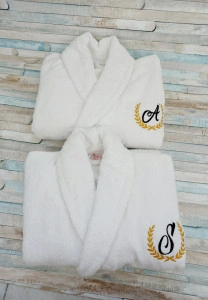 Set halate baie din bumbac personalizate Monograma