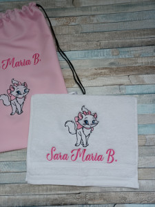 Set rucsac si prosopel gradinita personalizat Pisicuta Marie 35x45cm