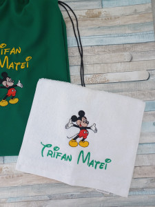 Set saculet si prosop Mickey, pentru gradinita/cresa, 45×35 cm