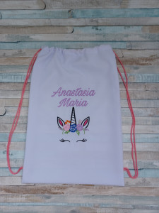 Set saculet si prosop Unicorn , pentru gradinita/cresa,