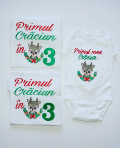 Set tricouri Primul Craciun in 3 Baby Ren