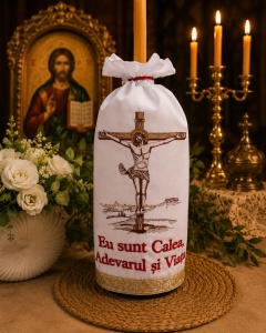 Stergar pentru lumanare Iisus Hristos 45x45 cm Eu sunt Calea Adevarul si Viata