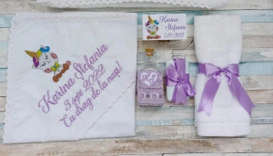 Trusou botez fetita Unicorn lila ,8 piese