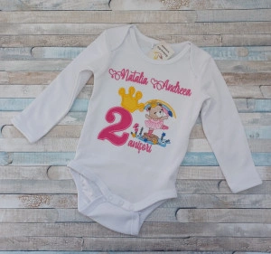 Body personalizat Ursulet Fetita Roz 2 anisori