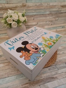 Cufar personalizat / cutie trusou din lemn pentru trusou Mickey