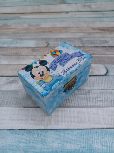 Cutie suvita botez personalizata Mickey Mouse /Albastru