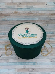 Cutie trusou botez personalizata  Ingeras Verde smarald