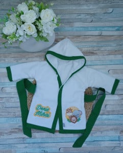 Halat de baie copii din bumbac 100% Safari Verde