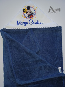 Prosop bebe cu gluga Mickey Mouse ,60x125 cm