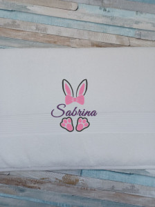 Prosop personalizat Iepuras Paste roz ,bumbac 100%