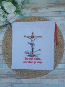 Saculet textil brodat Iisus Hristos 