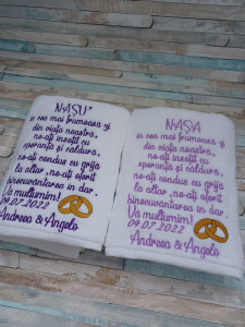 Set 2 prosoape Cadou nasi Nunta - dimensiune70x140 cm